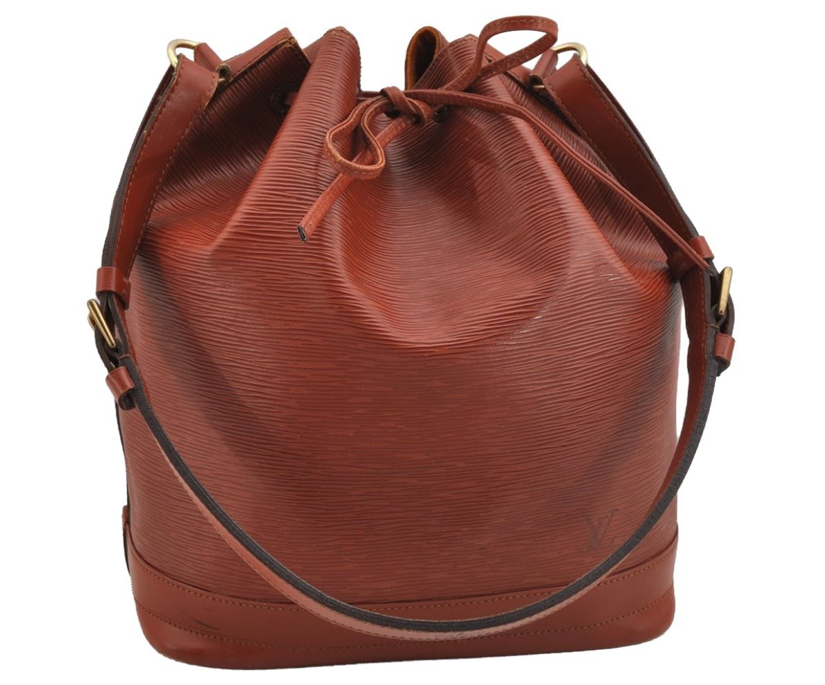 Authentic Louis Vuitton Epi Noe Shoulder Drawstring Bag Brown M44028 LV 9239J