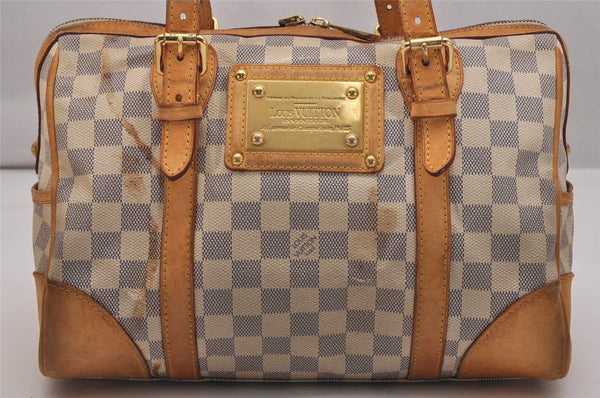 Authentic Louis Vuitton Damier Azur Berkeley Hand Boston Bag N52001 LV 9240J