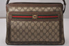 Authentic GUCCI Web Sherry Line Shoulder Bag GG PVC Leather Brown Junk 9241I