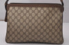 Authentic GUCCI Web Sherry Line Shoulder Bag GG PVC Leather Brown Junk 9241I