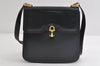 Authentic GUCCI Vintage Horsebit Shoulder Bag Purse Leather Navy 9243I