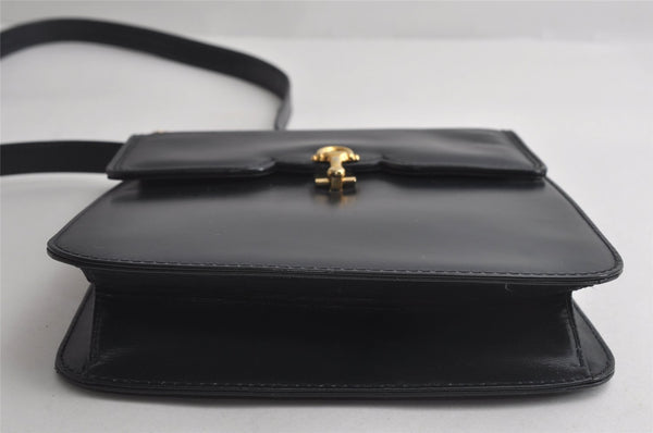 Authentic GUCCI Vintage Horsebit Shoulder Bag Purse Leather Navy 9243I