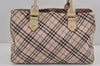 Authentic BURBERRY BLUE LABEL Vintage Check Hand Bag Nylon Leather Pink 9245J