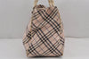 Authentic BURBERRY BLUE LABEL Vintage Check Hand Bag Nylon Leather Pink 9245J