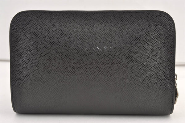 Authentic Louis Vuitton Taiga Baikal Clutch Bag Black M30182 LV 9247J