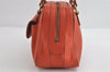 Authentic BURBERRY Vintage Leather Hand Bag Purse Orange 9248I