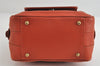 Authentic BURBERRY Vintage Leather Hand Bag Purse Orange 9248I