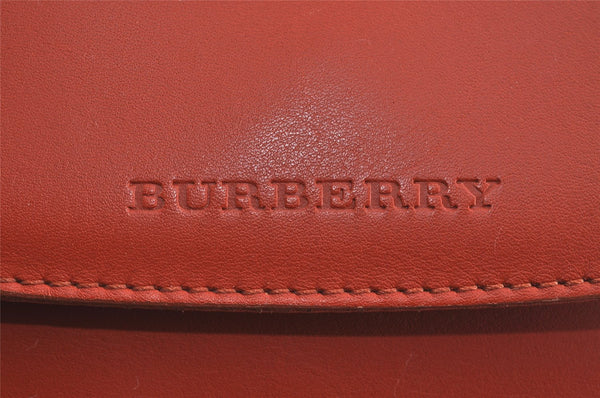 Authentic BURBERRY Vintage Leather Hand Bag Purse Orange 9248I