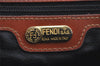 Authentic FENDI Pequin Hand Boston Bag Purse PVC Leather Brown Black 9249I