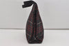 Authentic BURBERRY BLUE LABEL Check Hand Tote Bag Nylon Black Red 9250I