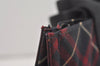 Authentic BURBERRY BLUE LABEL Check Hand Tote Bag Nylon Black Red 9250I