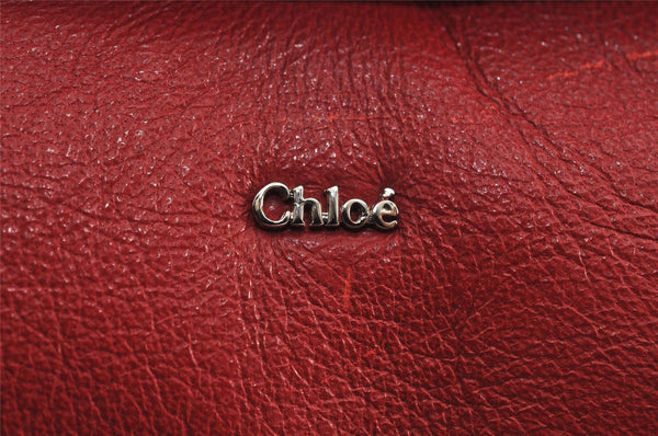 Authentic Chloe LILY Ribbon 2Way Shoulder Hand Bag Purse Leather Red 9250J