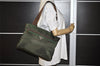 Authentic PRADA Vintage Nylon Tessuto Shoulder Tote Bag Green 9251I