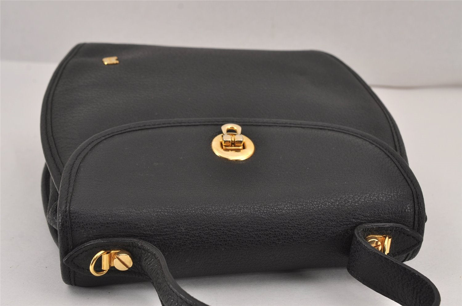 Authentic BALLY Vintage Leather 2Way Shoulder Hand Bag Purse Black 9251J