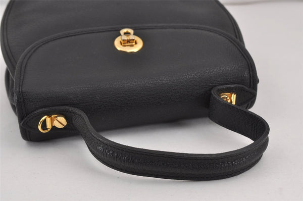 Authentic BALLY Vintage Leather 2Way Shoulder Hand Bag Purse Black 9251J