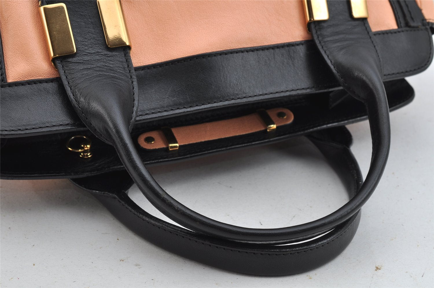 Authentic Chloe ALICE 2Way Shoulder Hand Bag Purse Leather Pink Black 9252J