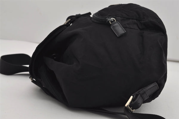 Authentic PRADA Vintage Nylon Tessuto Leather Drawstring Backpack Black 9253I