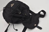 Authentic PRADA Vintage Nylon Tessuto Leather Drawstring Backpack Black 9253I