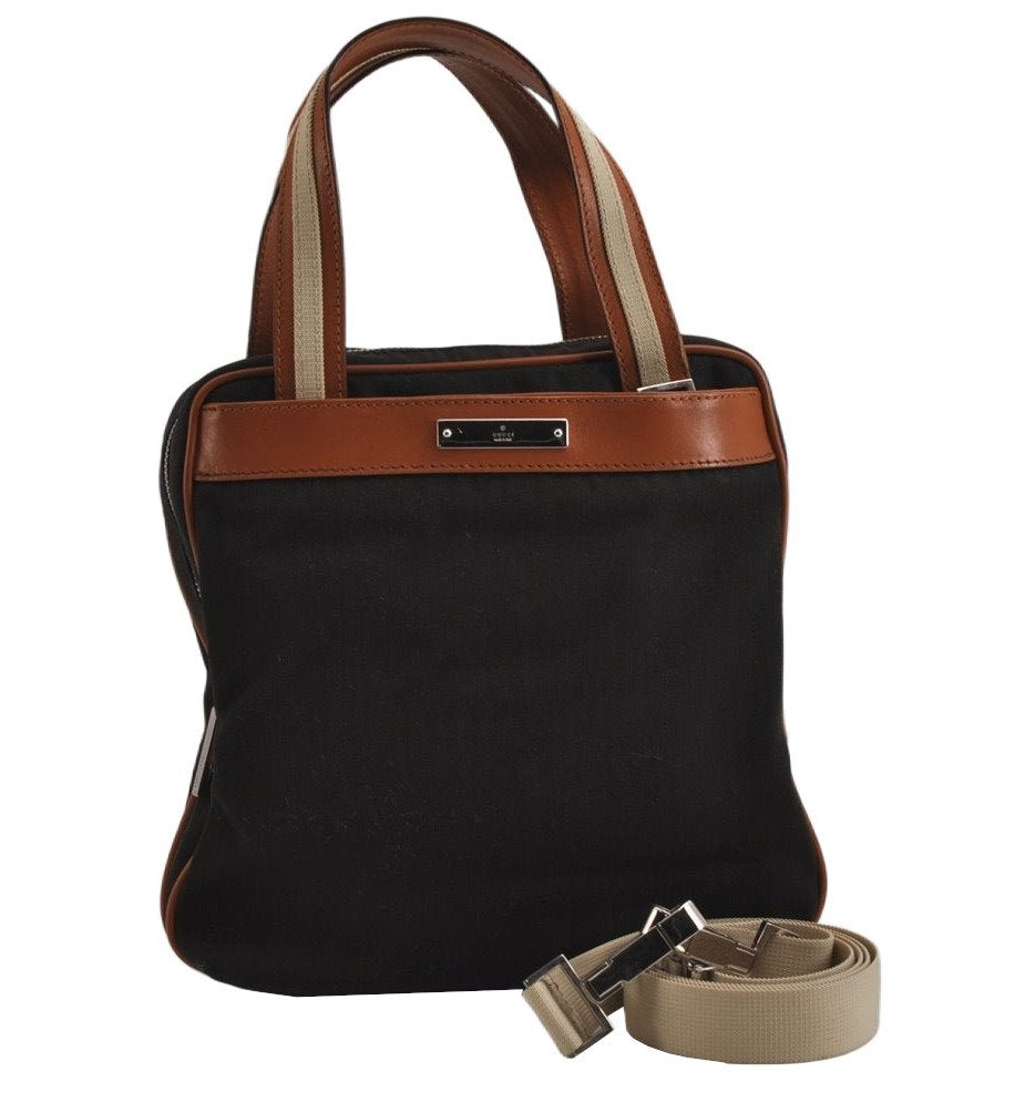 Authentic GUCCI 2Way Shoulder Hand Bag Purse Canvas Leather 0190535 Brown 9253J