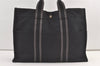 Authentic HERMES Vintage Fourre Tout MM Hand Tote Bag Canvas Black 9254J