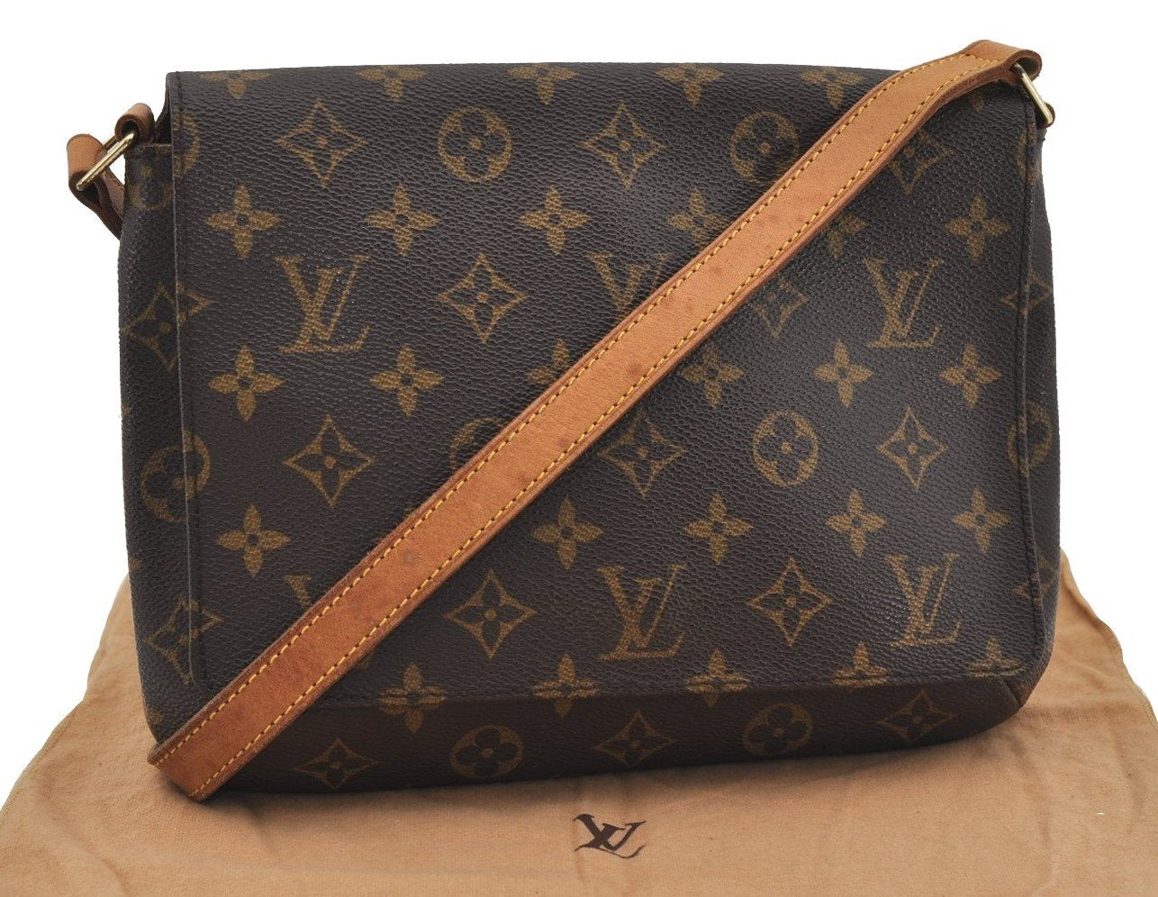 Authentic Louis Vuitton Monogram Musette Tango Shoulder Bag M51257 LV 9255I