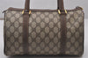 Authentic GUCCI Web Sherry Line Hand Boston Bag GG PVC Leather Brown 9256I