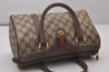 Authentic GUCCI Web Sherry Line Hand Boston Bag GG PVC Leather Brown 9256I