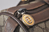 Authentic GUCCI Web Sherry Line Hand Boston Bag GG PVC Leather Brown 9256I
