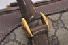 Authentic GUCCI Web Sherry Line Hand Boston Bag GG PVC Leather Brown 9256I