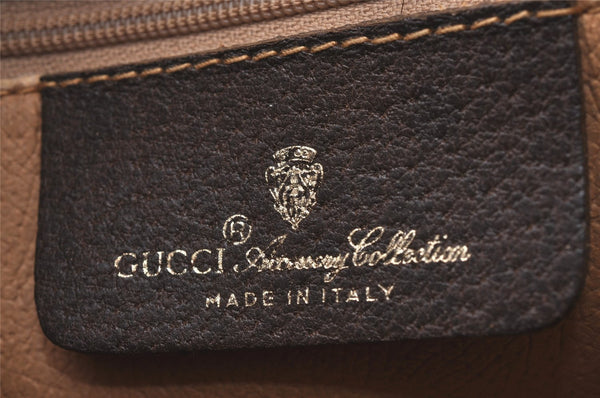 Authentic GUCCI Web Sherry Line Hand Boston Bag GG PVC Leather Brown 9256I