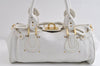 Authentic Chloe Vintage Paddington Leather Shoulder Hand Bag White 9259I