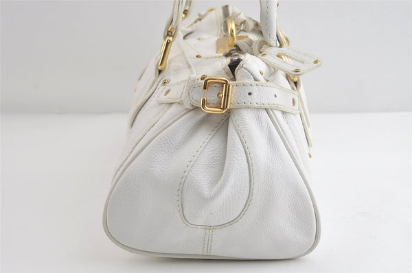 Authentic Chloe Vintage Paddington Leather Shoulder Hand Bag White 9259I