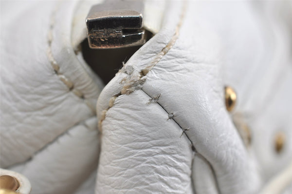 Authentic Chloe Vintage Paddington Leather Shoulder Hand Bag White 9259I