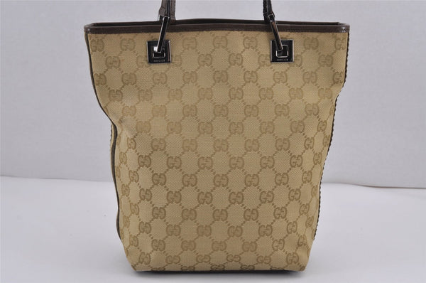 Authentic GUCCI Sherry Line Tote Bag Purse GG Canvas Leather 31244 Beige 9259J