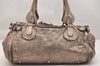 Authentic Chloe Vintage Paddington Leather Shoulder Hand Bag Gold 9260J