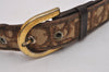 Auth Christian Dior Trotter Belt Canvas Leather Size 65cm 25.6inches Brown 9261I