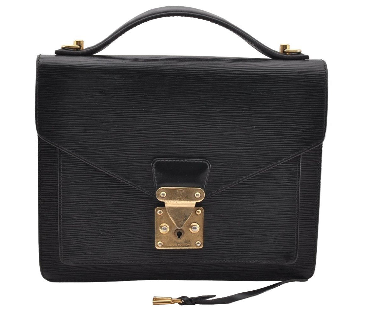 Authentic Louis Vuitton Epi Monceau 2Way Shoulder Hand Bag Black M52122 LV 9262I