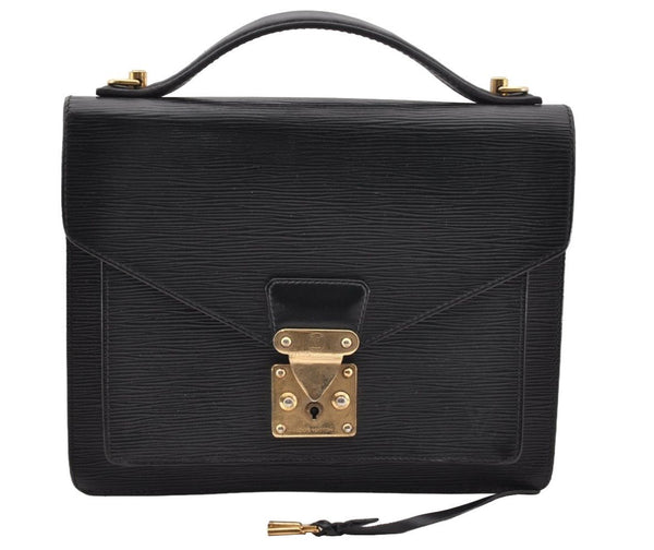Authentic Louis Vuitton Epi Monceau 2Way Shoulder Hand Bag Black M52122 LV 9262I