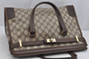 Authentic GUCCI Vintage Hand Tote Bag GG PVC Leather Brown 9262J