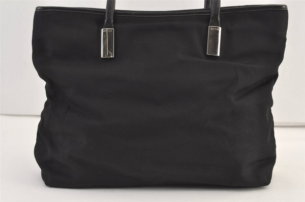 Authentic GUCCI Vintage Hand Tote Bag Nylon Leather Black 9263J
