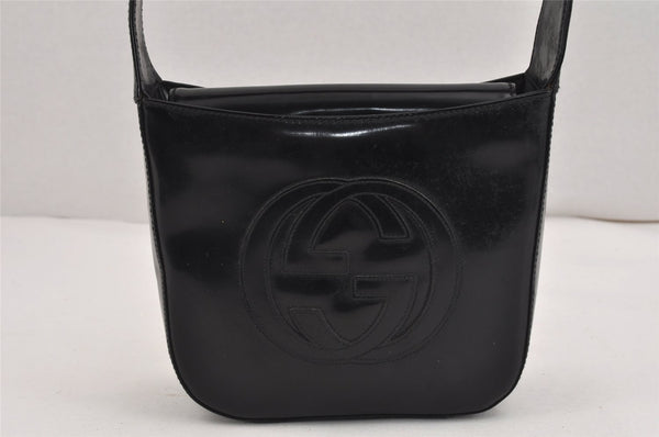 Authentic GUCCI Vintage Shoulder Hand Bag Purse Leather Black Junk 9264J