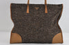 Authentic PRADA Vintage Tweed Leather Shoulder Tote Bag Brown 9266I