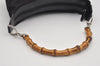 Authentic GUCCI Bamboo Shoulder Hand Bag Purse Nylon Leather Black 9269I