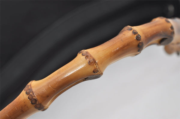 Authentic GUCCI Bamboo Shoulder Hand Bag Purse Nylon Leather Black 9269I