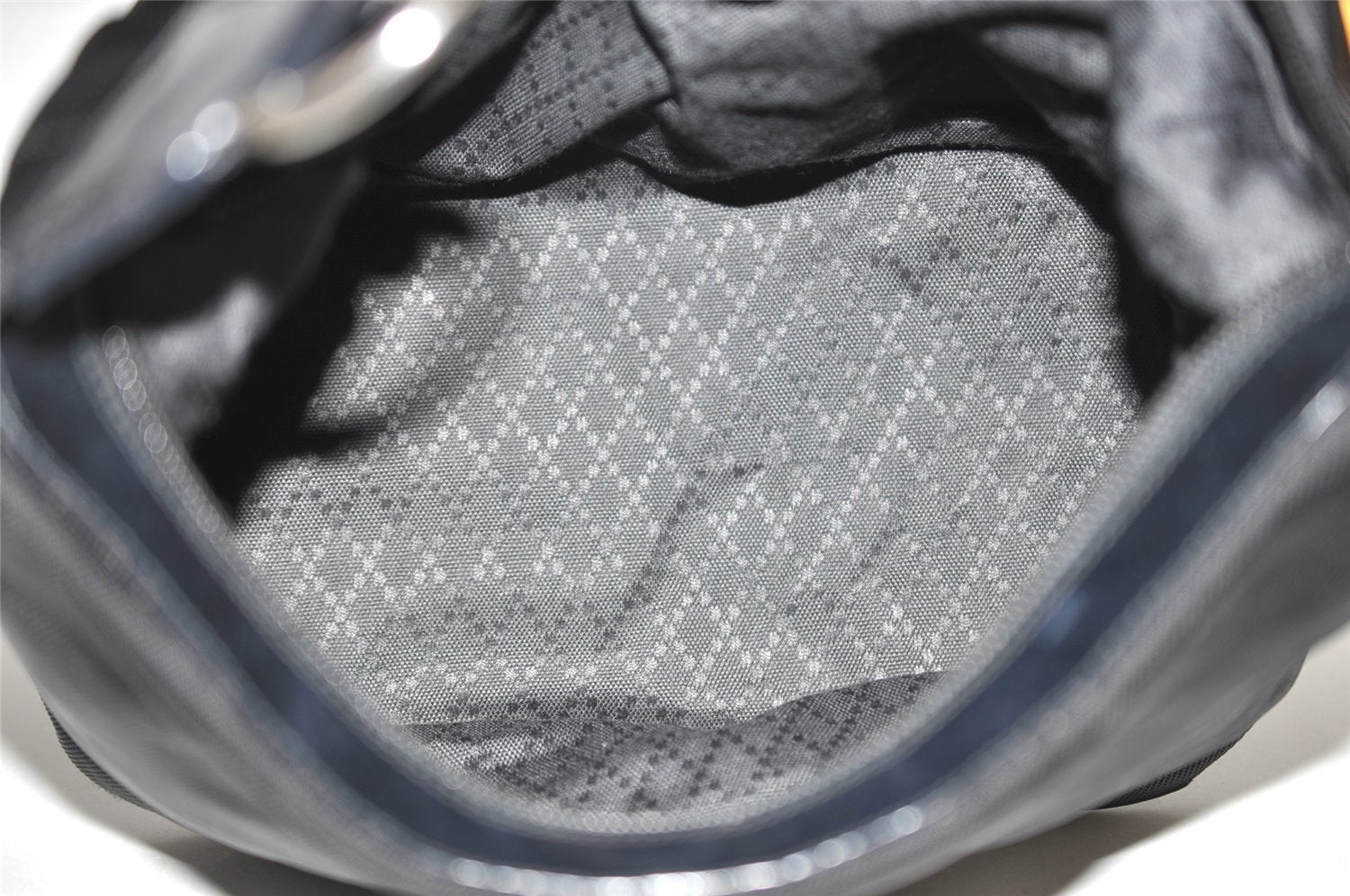 Authentic GUCCI Bamboo Shoulder Hand Bag Purse Nylon Leather Black 9269I