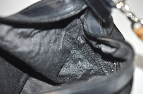 Authentic GUCCI Bamboo Shoulder Hand Bag Purse Nylon Leather Black 9269I