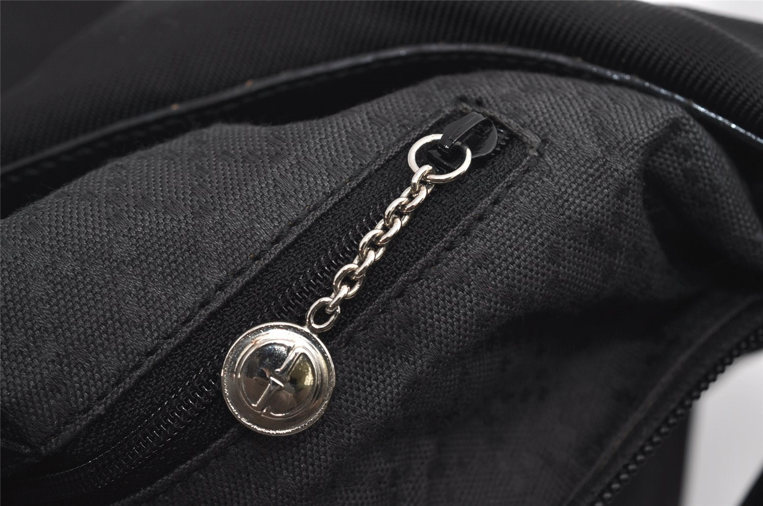 Authentic GUCCI Bamboo Shoulder Hand Bag Purse Nylon Leather Black 9269I