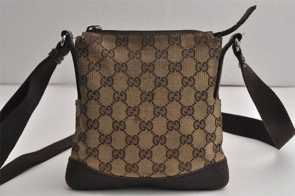 Authentic GUCCI Shoulder Cross Bag Purse GG Canvas Leather 147671 Brown 9269J