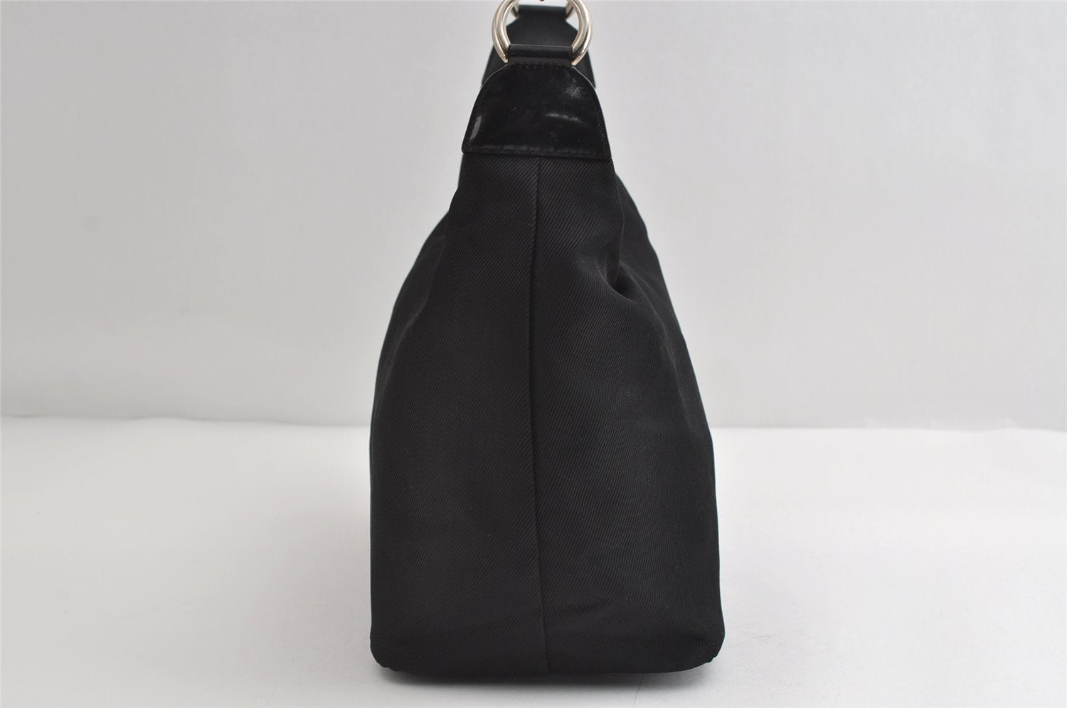 Authentic GUCCI Bamboo Shoulder Hand Bag Purse Nylon Leather Black 9270I