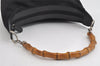 Authentic GUCCI Bamboo Shoulder Hand Bag Purse Nylon Leather Black 9270I